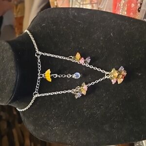 Silver Necklace with Multicolor Charms